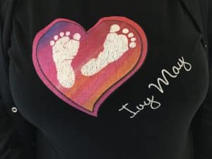 t-shirt with Ivy Parker's footprints