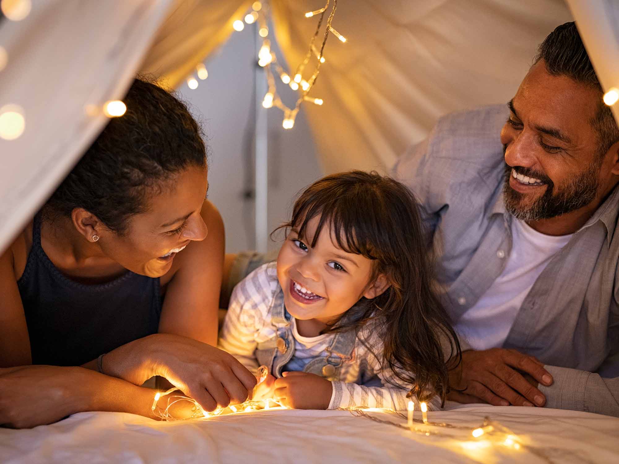 Family in tent